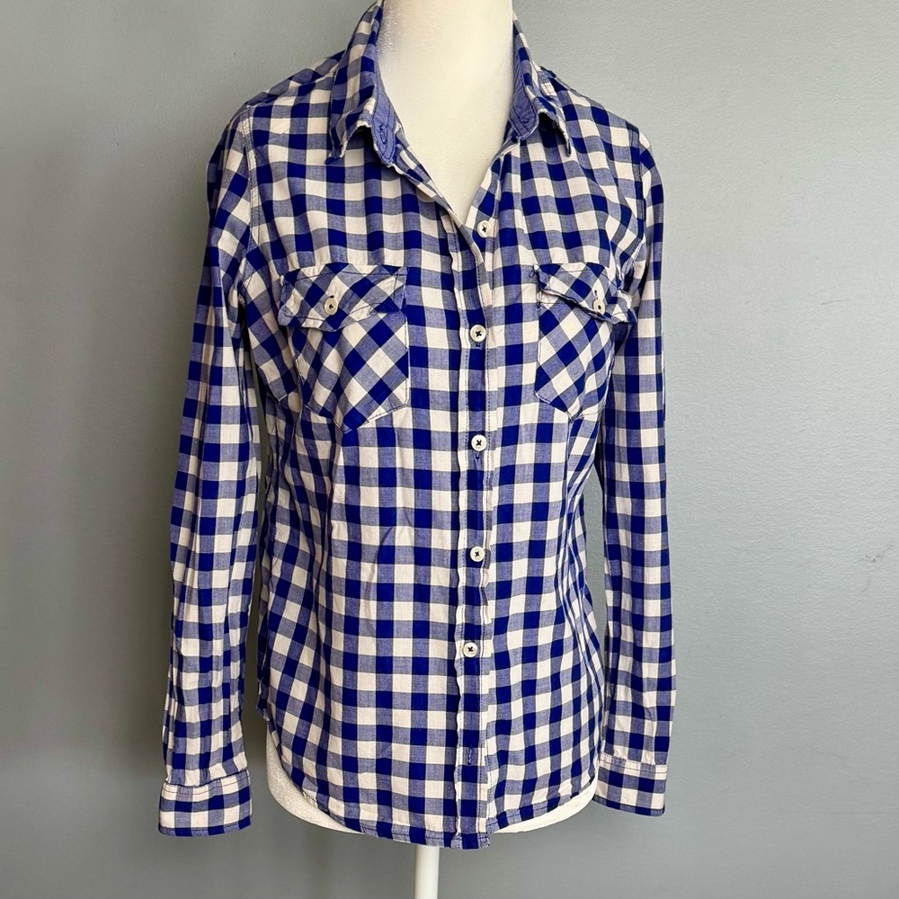 Forever 21 Blue and White Plaid Top